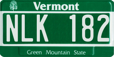 VT license plate NLK182