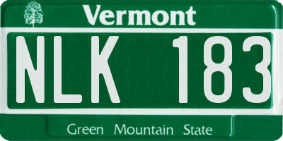 VT license plate NLK183