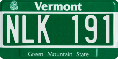 VT license plate NLK191