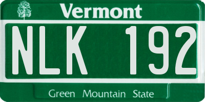 VT license plate NLK192