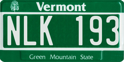 VT license plate NLK193