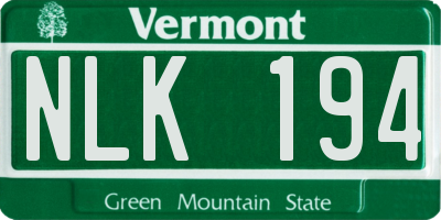 VT license plate NLK194