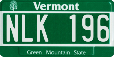 VT license plate NLK196