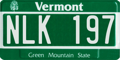 VT license plate NLK197
