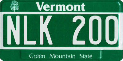 VT license plate NLK200