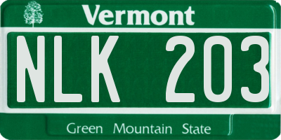 VT license plate NLK203