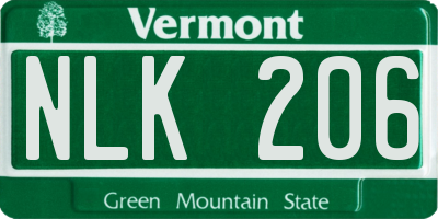 VT license plate NLK206