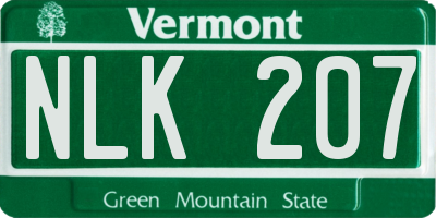 VT license plate NLK207
