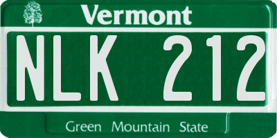 VT license plate NLK212
