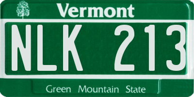 VT license plate NLK213