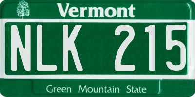 VT license plate NLK215