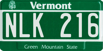 VT license plate NLK216
