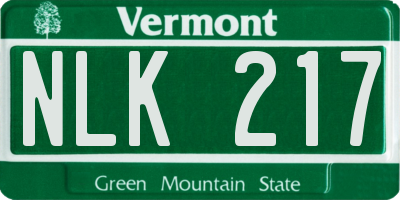 VT license plate NLK217
