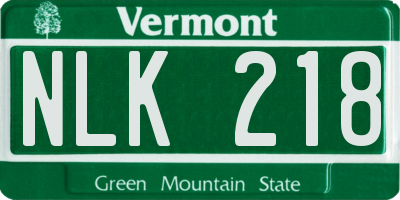 VT license plate NLK218