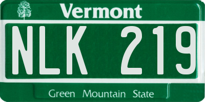 VT license plate NLK219