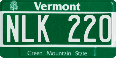 VT license plate NLK220