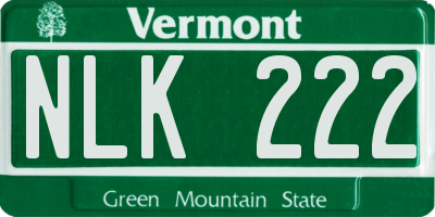 VT license plate NLK222