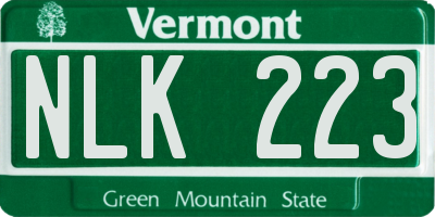 VT license plate NLK223