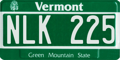 VT license plate NLK225