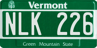 VT license plate NLK226