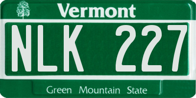VT license plate NLK227