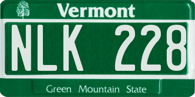 VT license plate NLK228