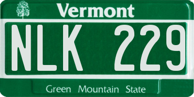 VT license plate NLK229