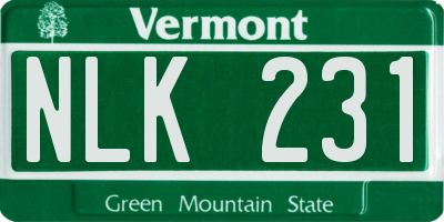 VT license plate NLK231