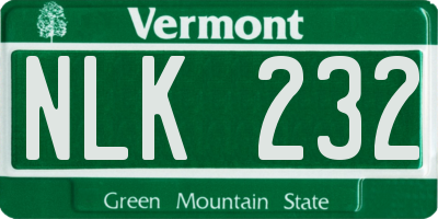 VT license plate NLK232