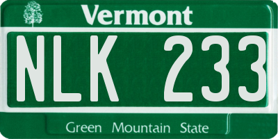 VT license plate NLK233
