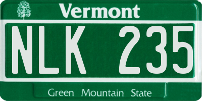 VT license plate NLK235