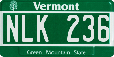 VT license plate NLK236