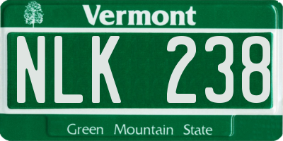 VT license plate NLK238