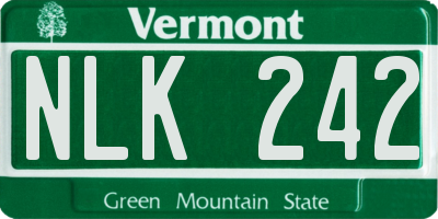 VT license plate NLK242
