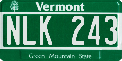 VT license plate NLK243