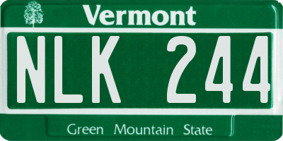 VT license plate NLK244