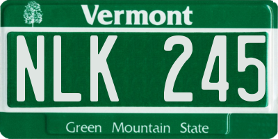 VT license plate NLK245