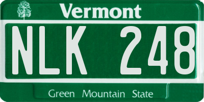 VT license plate NLK248