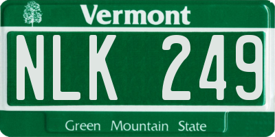 VT license plate NLK249