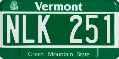VT license plate NLK251