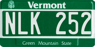 VT license plate NLK252