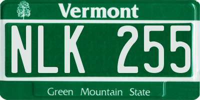 VT license plate NLK255