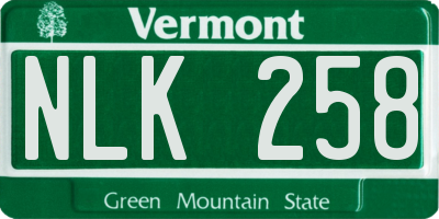 VT license plate NLK258