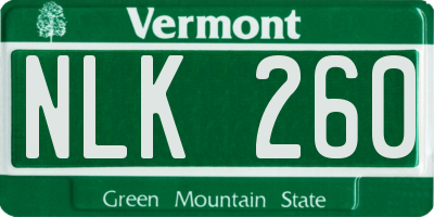 VT license plate NLK260