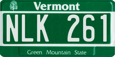 VT license plate NLK261