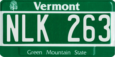 VT license plate NLK263