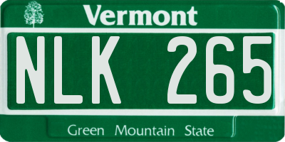 VT license plate NLK265