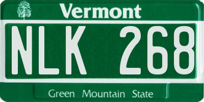 VT license plate NLK268