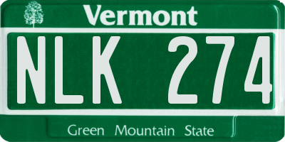 VT license plate NLK274