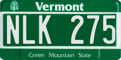 VT license plate NLK275
